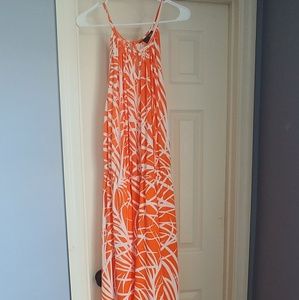 Orange and white sundress with keyhole neck